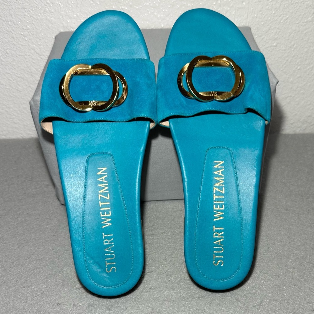 Stuart Weitzman Caicos Suede Slide Sandals